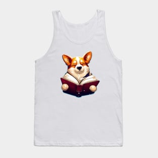 Corgi reading book Tank Top